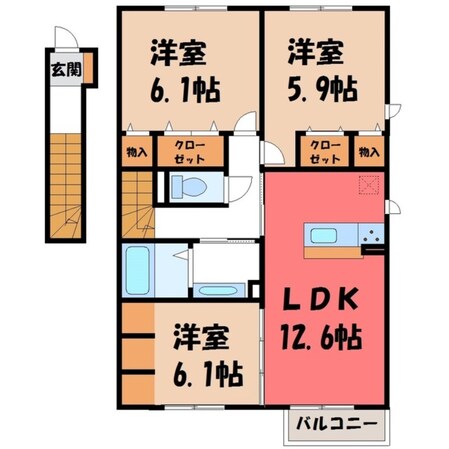 クレインⅡの物件間取画像